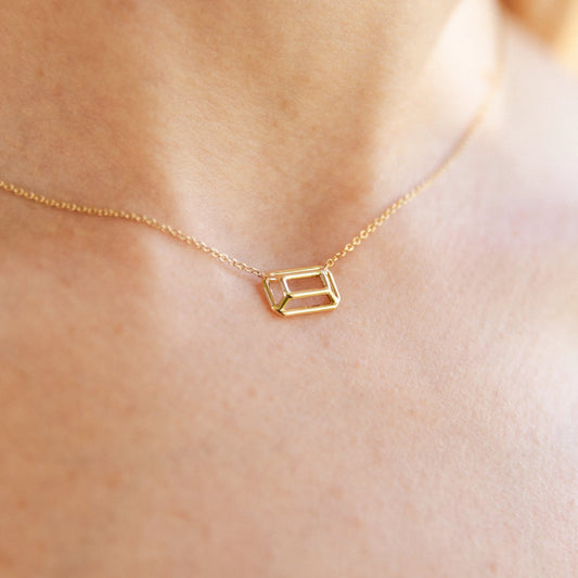 Mesa Emerald Shape Gold Necklace