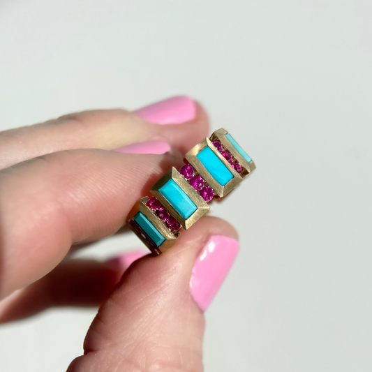 Float Ring - Ruby & Turquoise