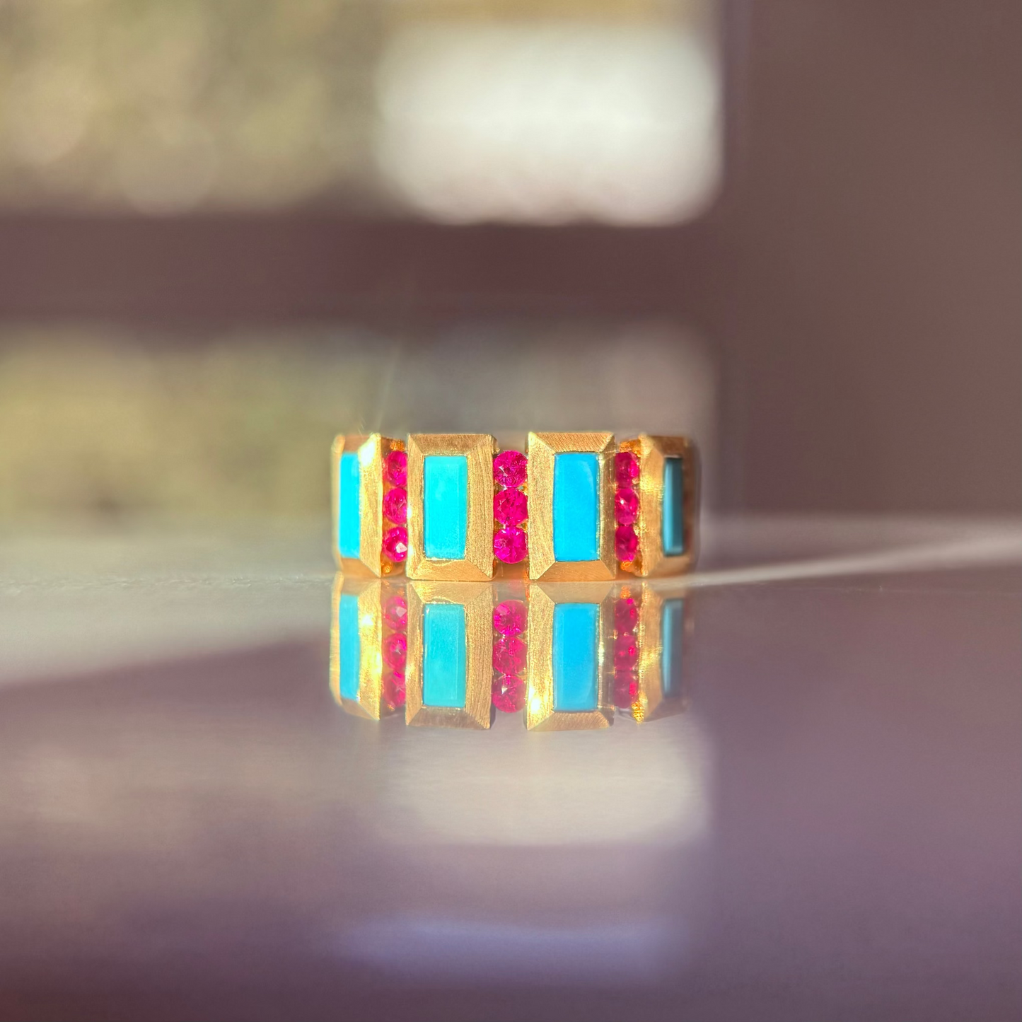 Float Ring - Ruby & Turquoise